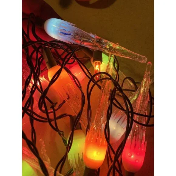 Midget Icicle Lights 20 Multicolor Indoor Outdoor String Christmas Lights - Picture 6 of 8